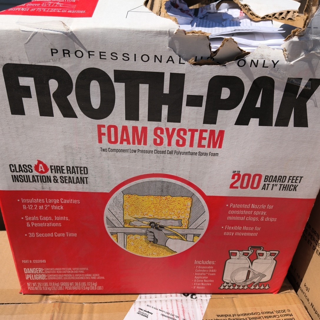 Froth-Pak Foam System Sealant 200 Spray Foam Sealant Kit, class A fire rated