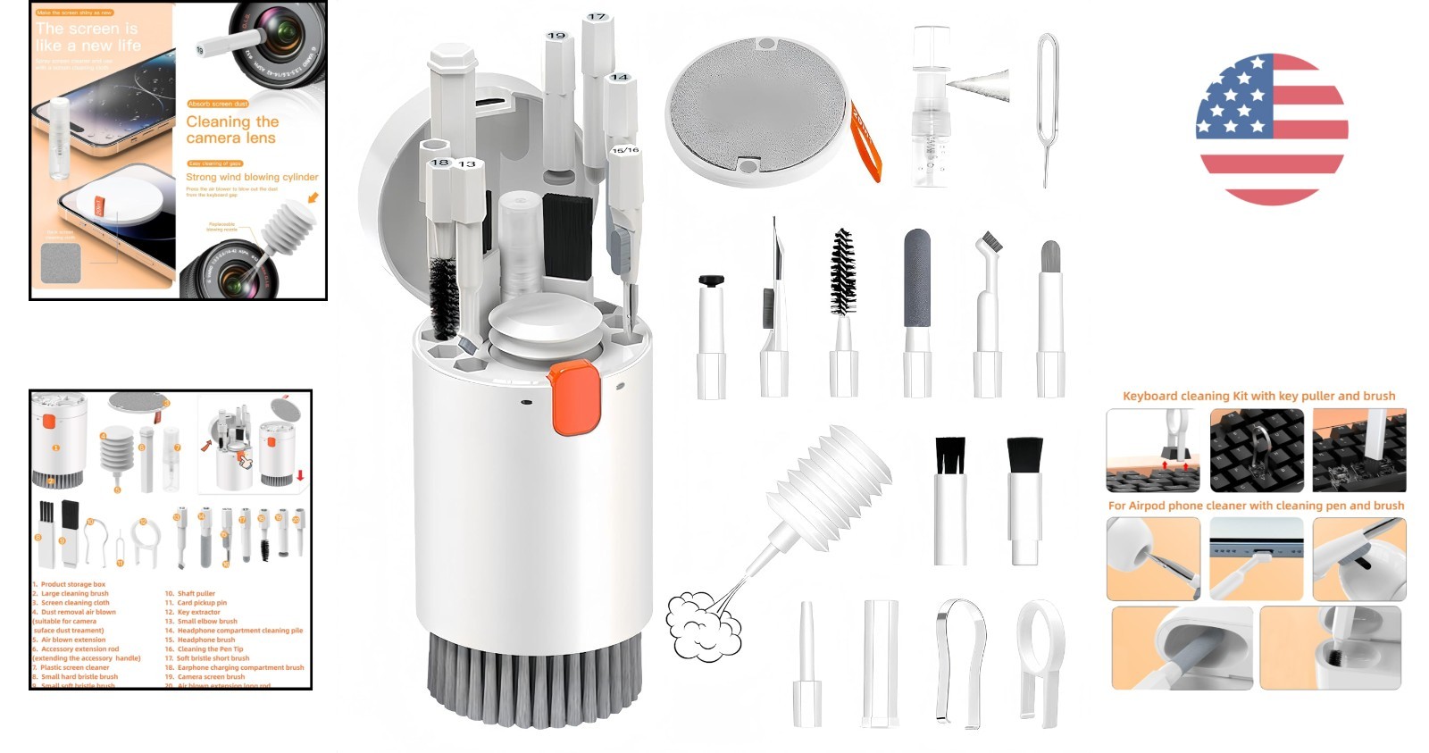 Portable 20-in-1 Device Cleaning Kit with Microfiber - Ideal for Tech Lovers