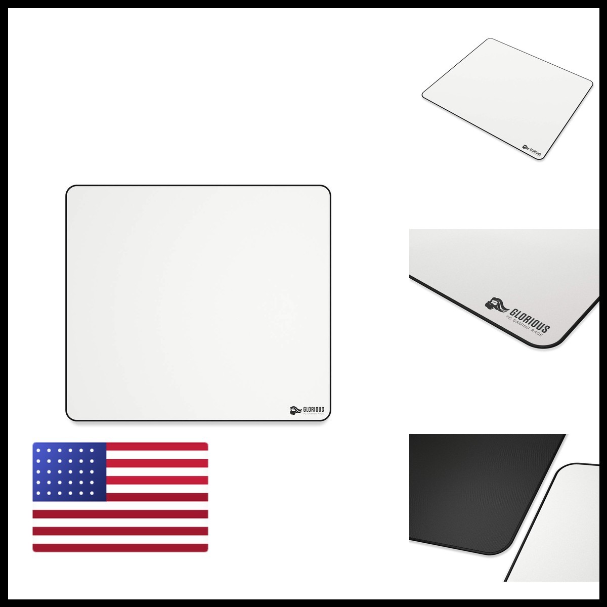 GLORIOUS Large Gaming Mouse Pad Desk - Rubber - White Cloth 16"x18" (GW-XL)