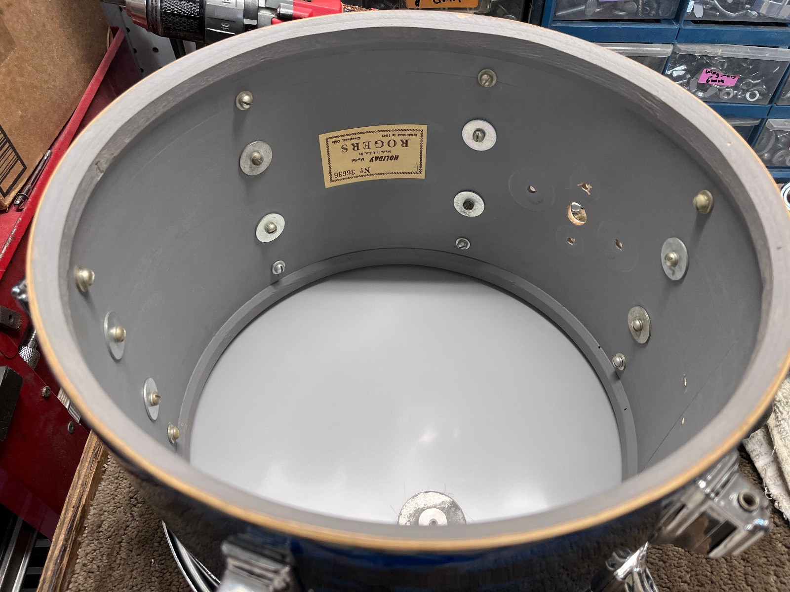ROGERS Cleveland Buddy Rich Holiday Drum Set Blue Onyx Wood Dyna Canister Throne