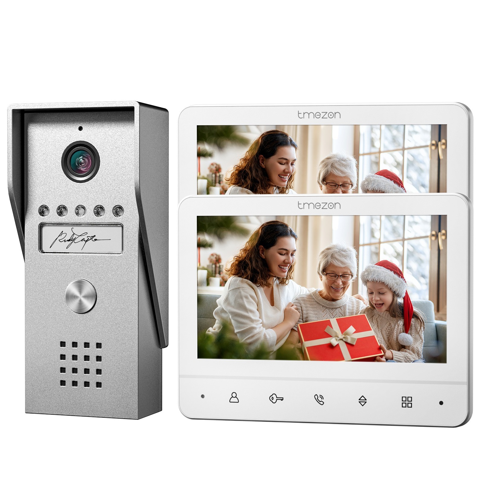 Video Doorbell Phone Intercom System 2x 7inch Monitor Wired Outdoor Camera IP66