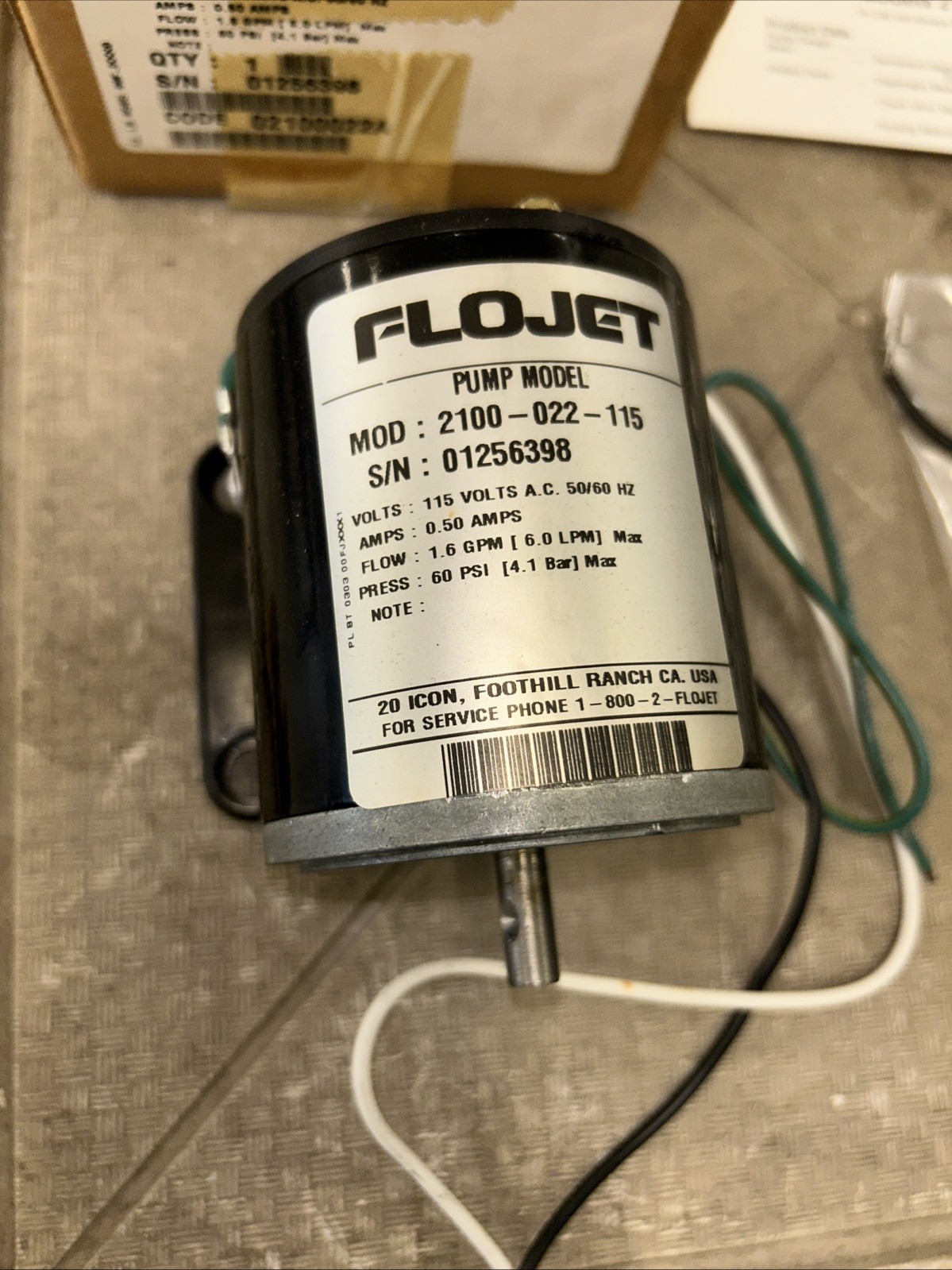 Flojet Motor For Pump Model 2100-022-115