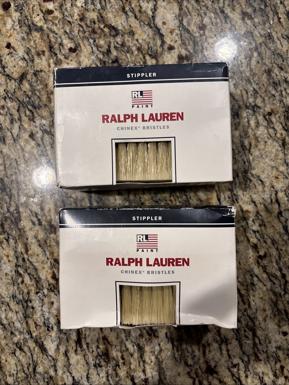 Ralph Lauren Paint Brush Antique Leather Stippler Hardwood Handle Chinex Bristle