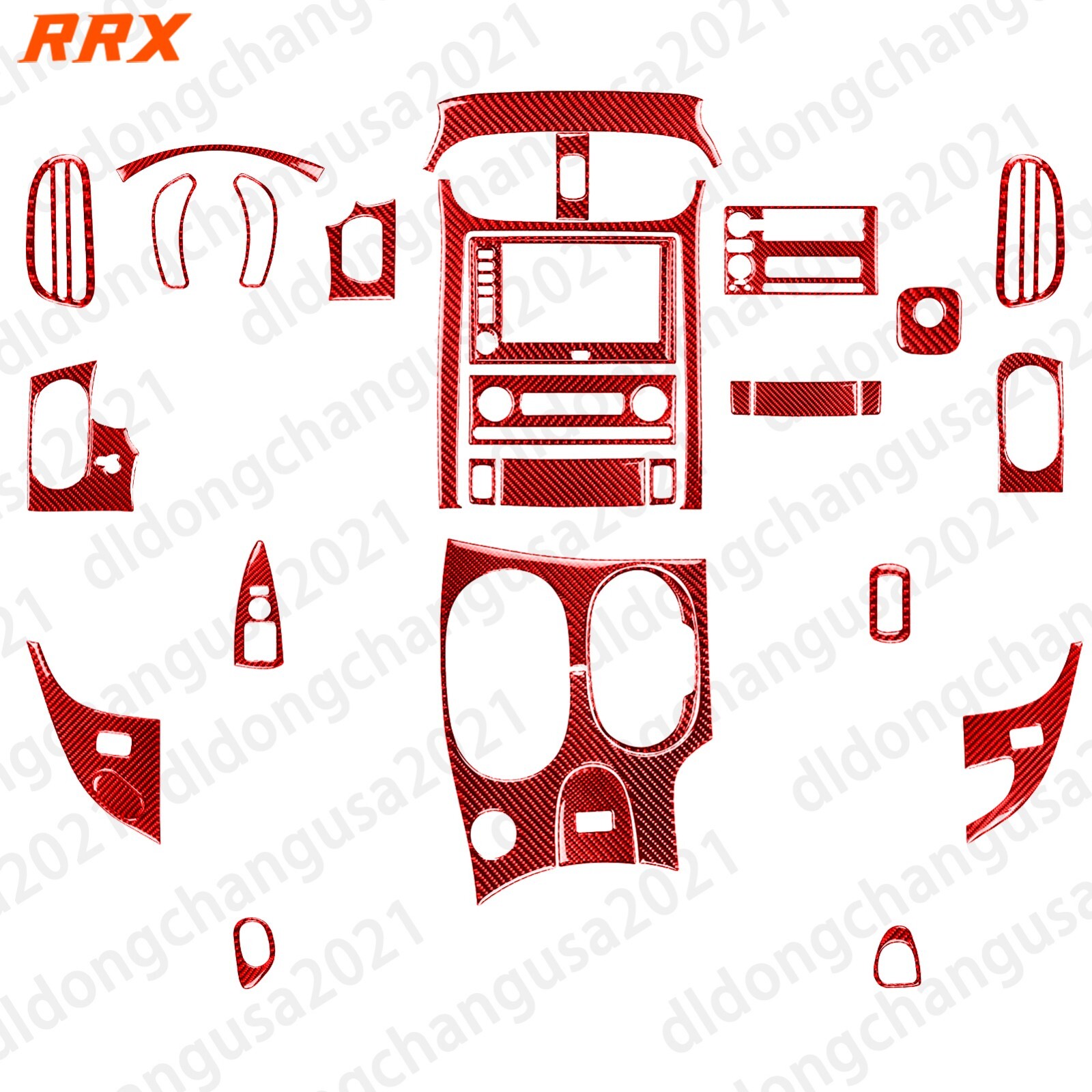 30Pcs Red Carbon Fiber Kits Full Interior Dash Trim For Corvette C6 Z06 2005-13