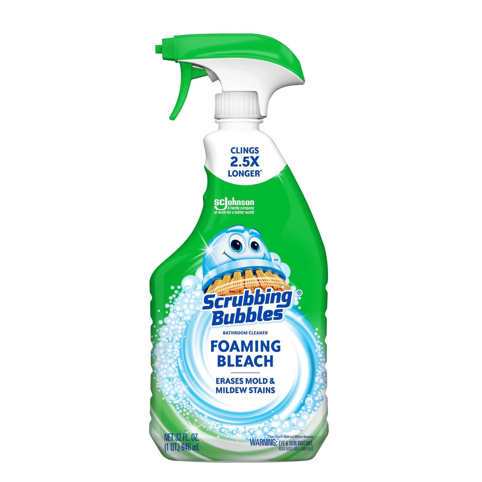 Scrubbing Bubbles Foaming Bleach Bathroom and 32 Ounce (Pack of 1), Green