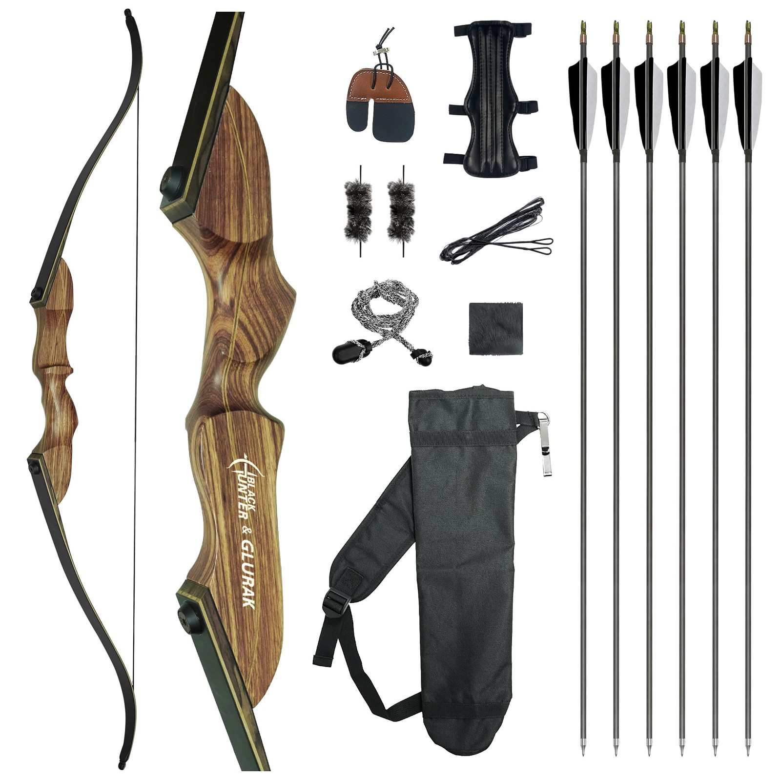 Black Hunter Recurve Bow And Arrow Set Glurak 60 Wooden Takedown Recurve Bows