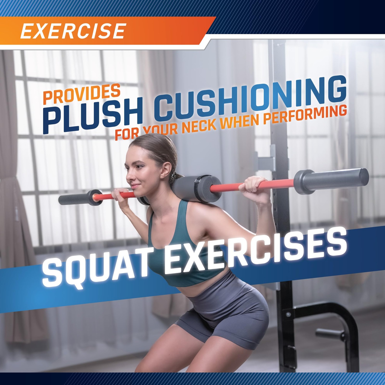 "Squat Pad for Weightlifting, Lunges & Hip Thrusts Comfortable Foam Cushion"