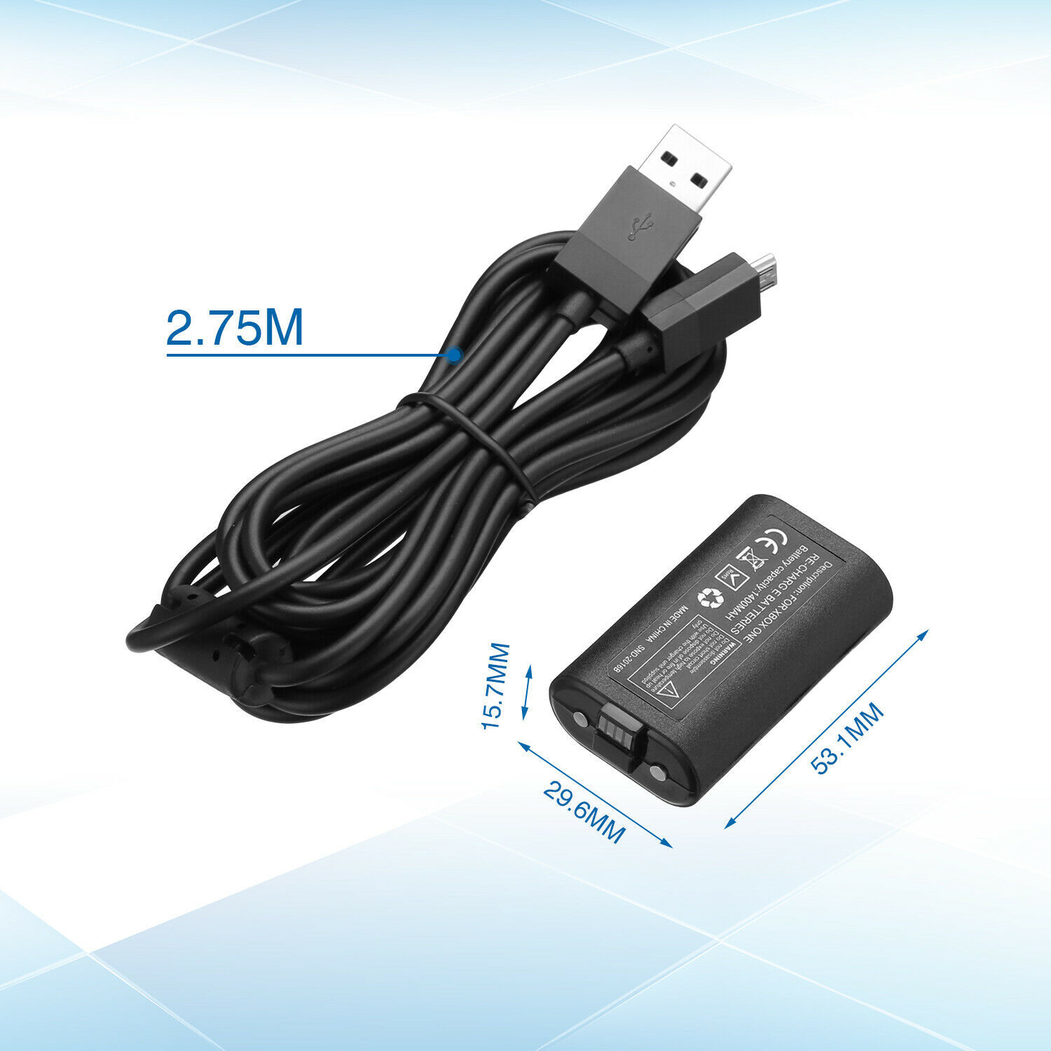 For XBOX ONE X/S Controller Play & Charge Charging Cable+1x Rechargeable Battery