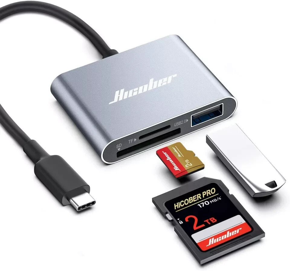 For Apple iPhone 15 Pro Max Plus USB Stick SD TF Card Reader Type C OTG Adapter