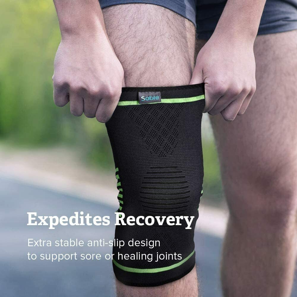 Sable Upgraded Knee Brace 2 Pack Compression Sleeves Support for Women & Men