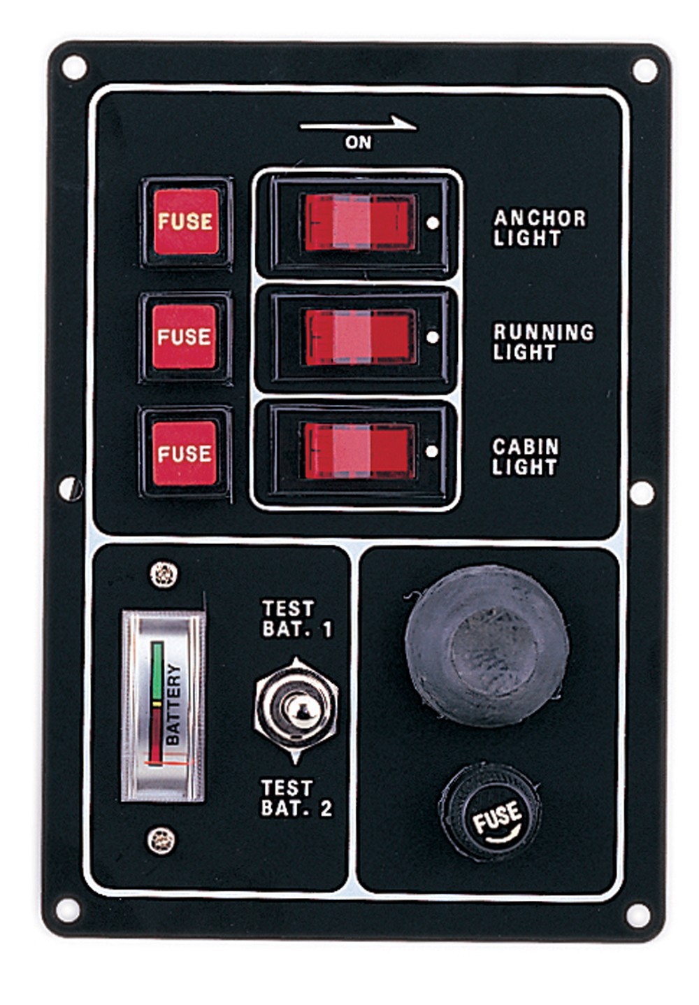 #Marine Boat Aluminum Switch Panel 3 Gang w/ Battery Tester & Horn Push Button