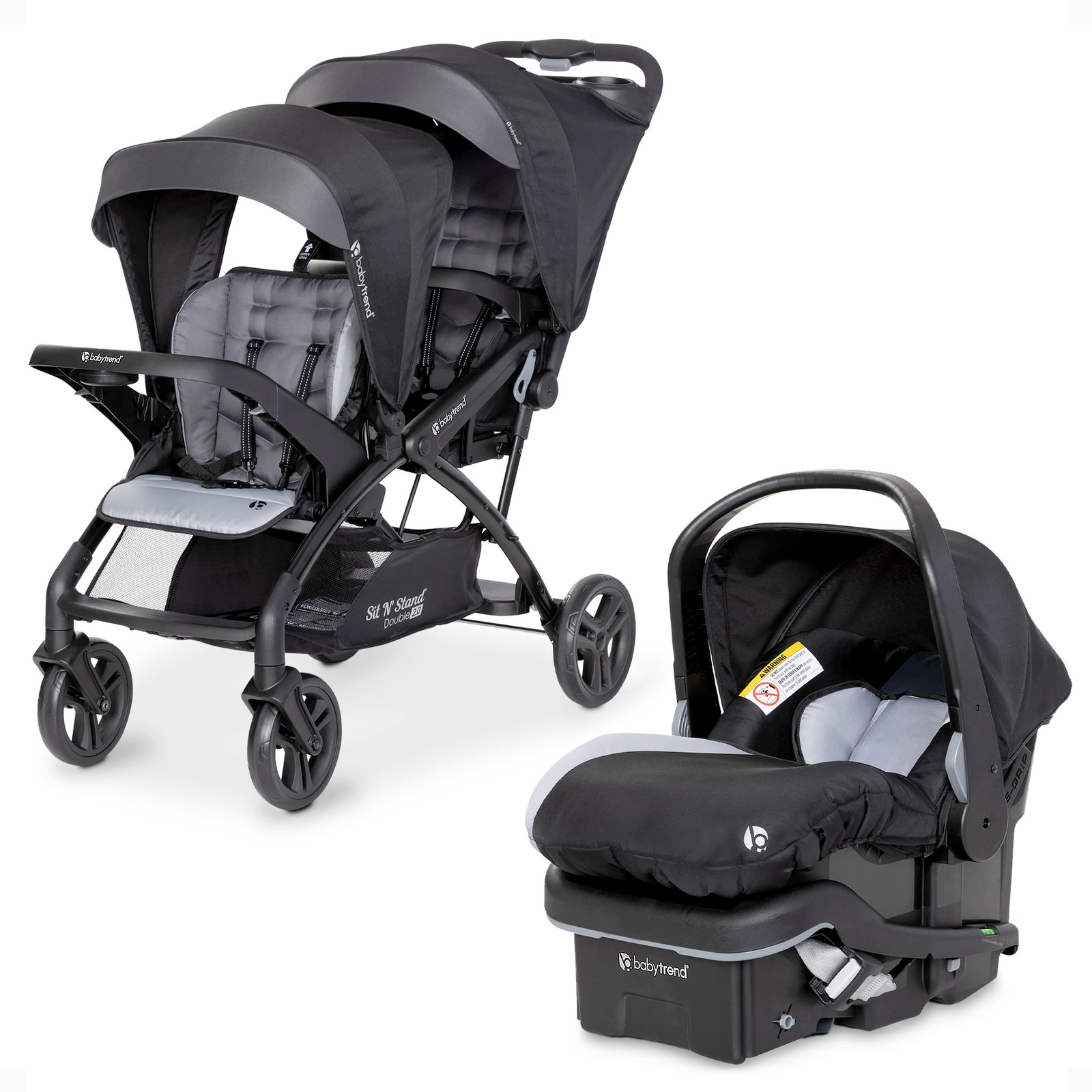 Baby Trend Sit N Stand Double Stroller with EZ-Lift Plus Infant Car Seat, Stormy
