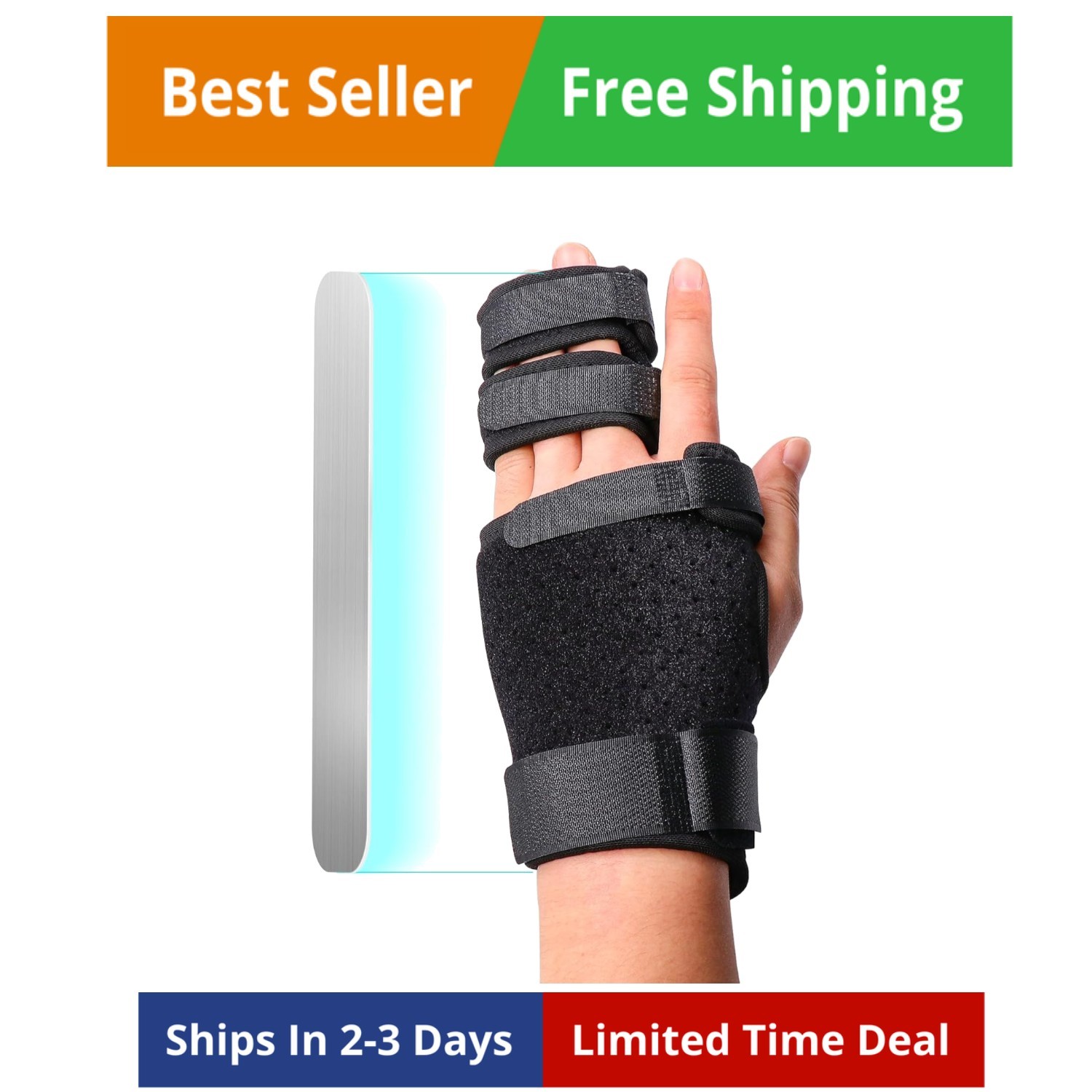 Trigger Finger Splint - 2 Finger Brace for Middle, Index, Pinky, or Ring Fing...
