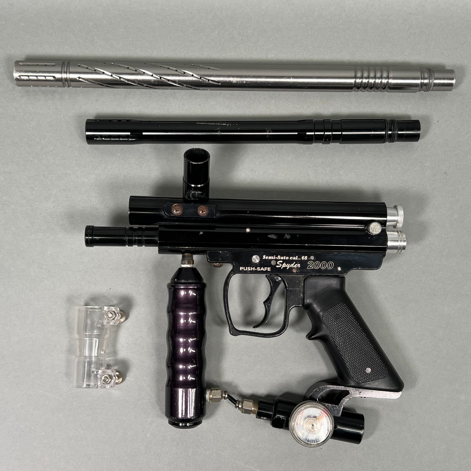 Vintage Spyder 2000 Semi-Auto .68 Caliber Paint Ball Gun, 2 Barrels UNTESTED