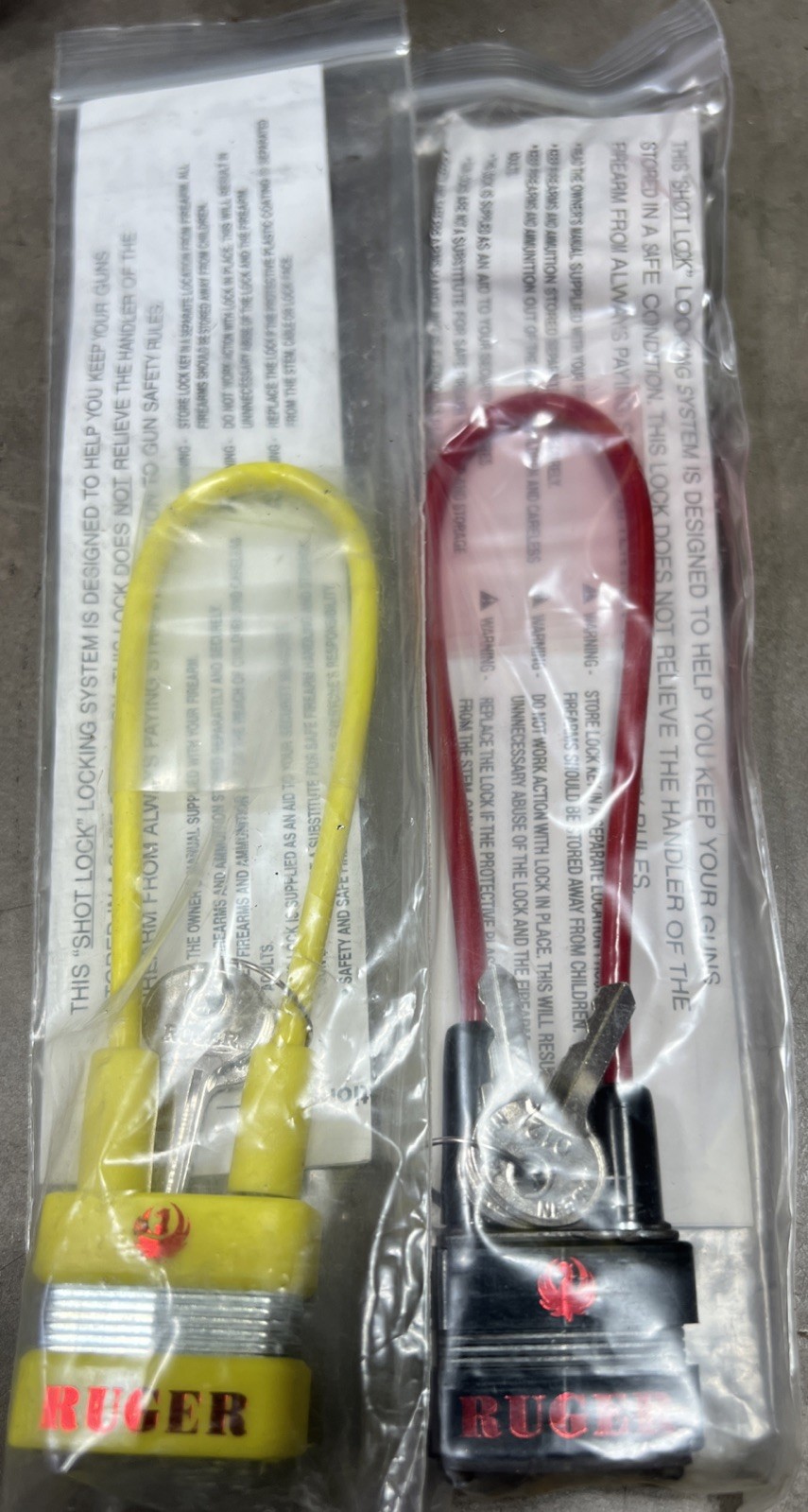 New Ruger Genuine OEM Shot Locks Black/Red & Yellow Cable Firearm Safety Locks