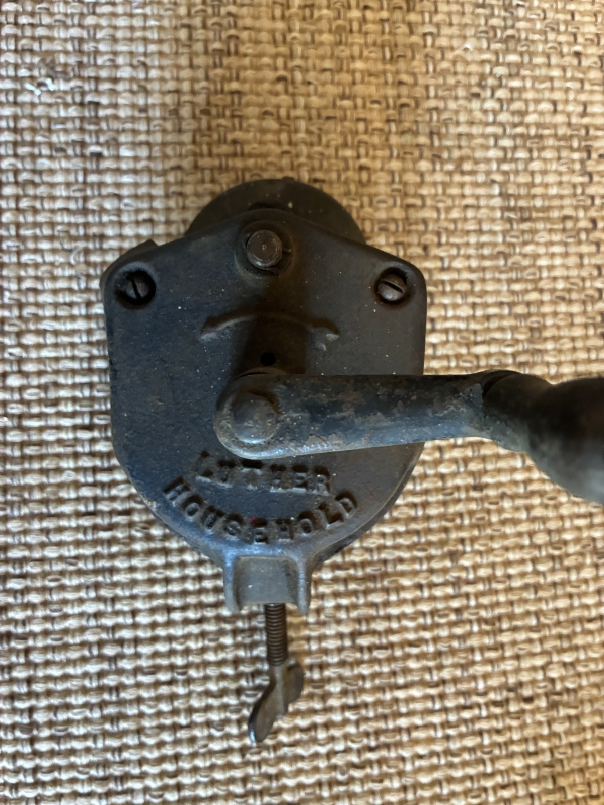 Vintage Luther HouseHold Hand Bench Grinder