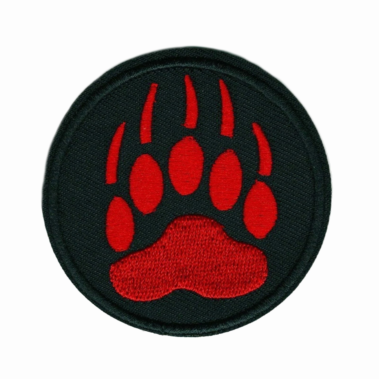Red Bear Paw Embroidered Iron On Patch – Wilderness Claw Print