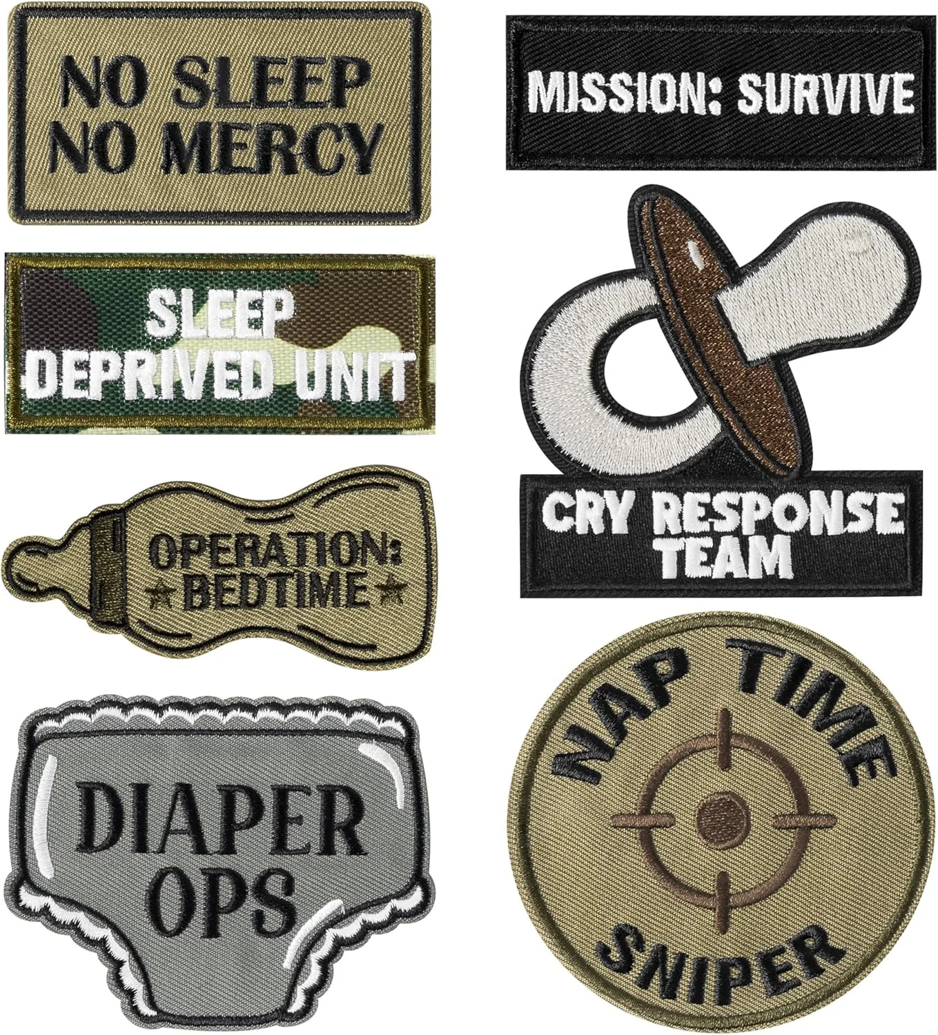 7Pcs Funny Daddy Mommy Tactical Patches with Hook and Loop Cute Pacifier Bottle