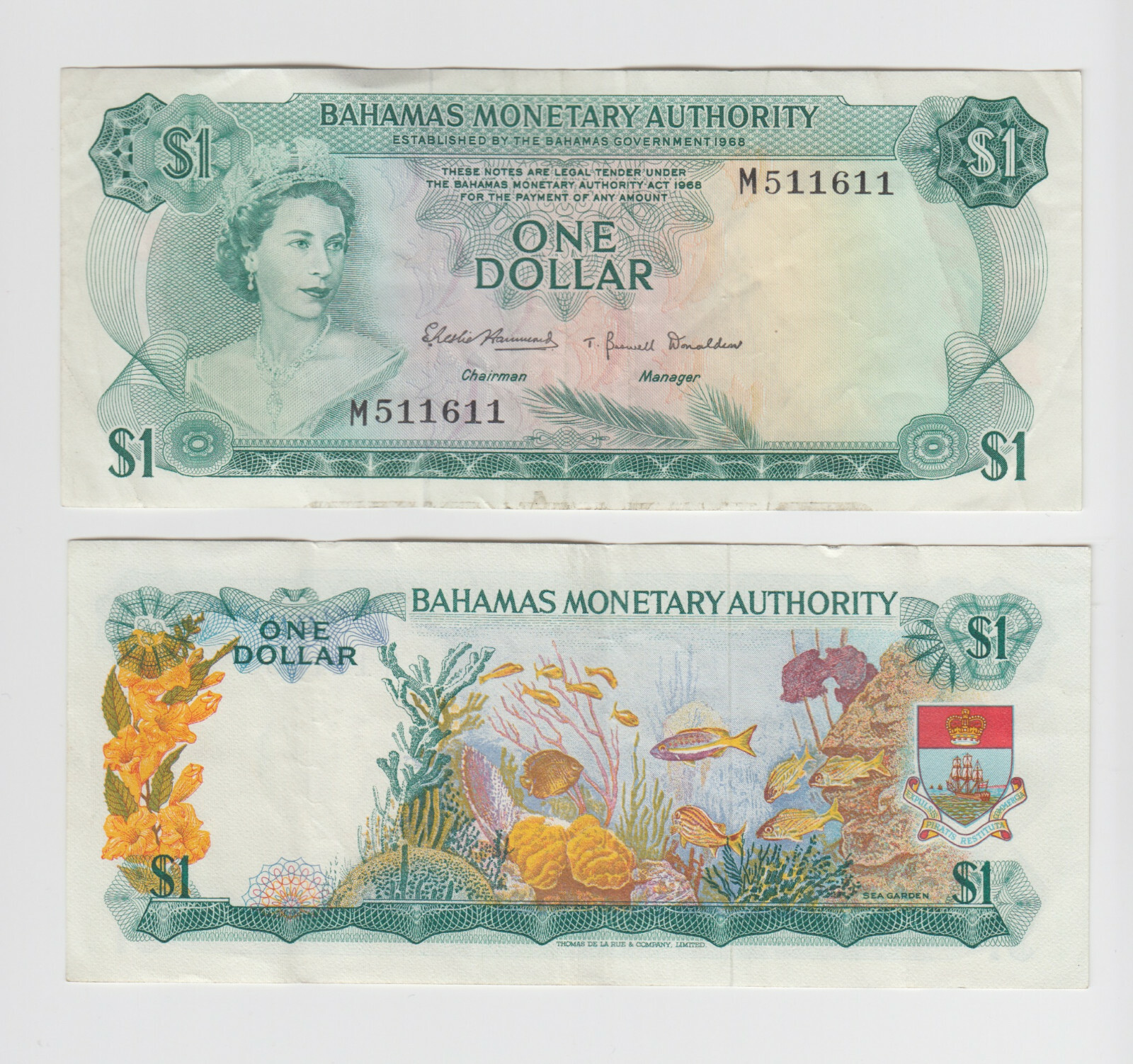 BAHAMAS P.27  1 DOLLAR 1968 QEII  VERY FINE  LOW SHIPPING  WE COMBINE 2111 yyy