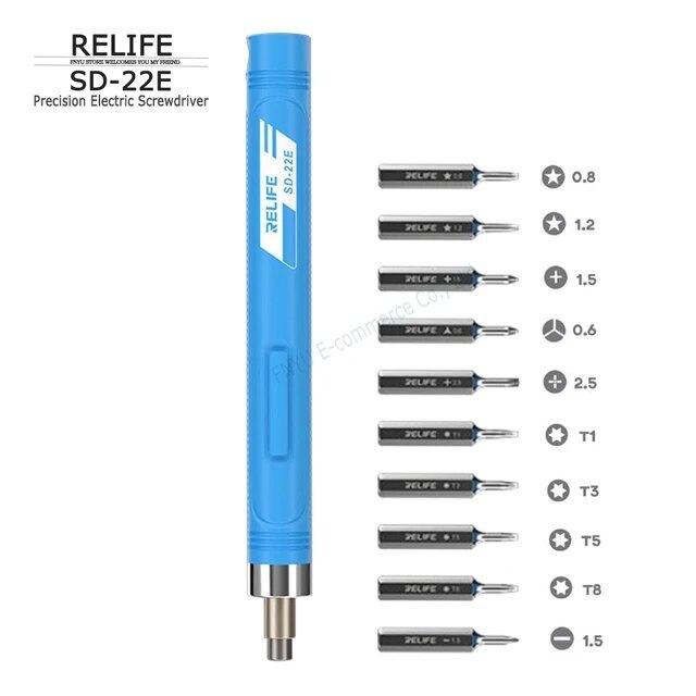 RELIFE SD-22E Rechargeable Electric Cordless Screwdriver Repair Tool With 10 Pcs