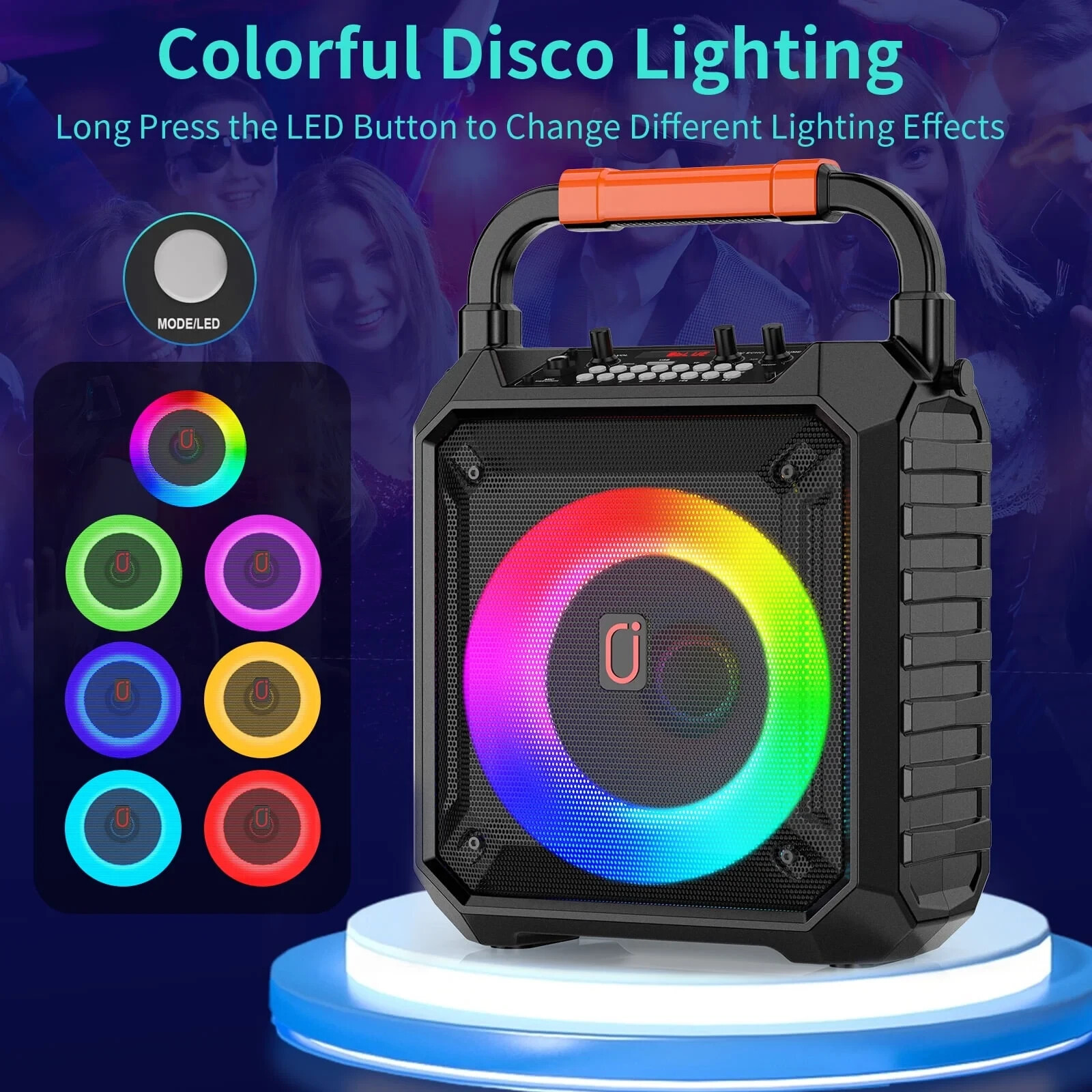 Karaoke Machine w/2 Wireless Microphone-Portable Bluetooth Speaker