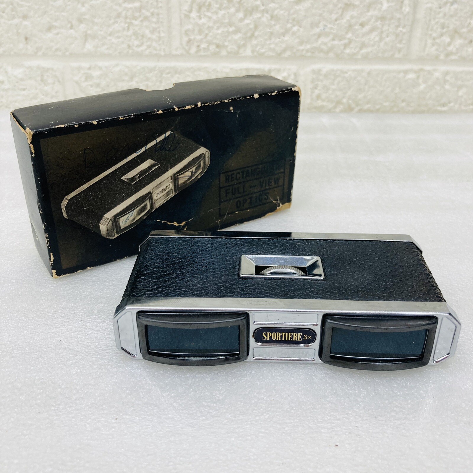 VTG‼ Sportiere Opera Binoculars w/ Box Rectangular Full View Optics 3X Japan•VG‼