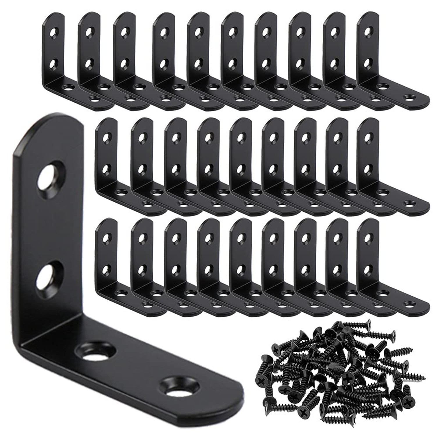 YSUM 30pc L Bracket Corner Brace, 40mmx40mm Black Right Angle Bracket for She...