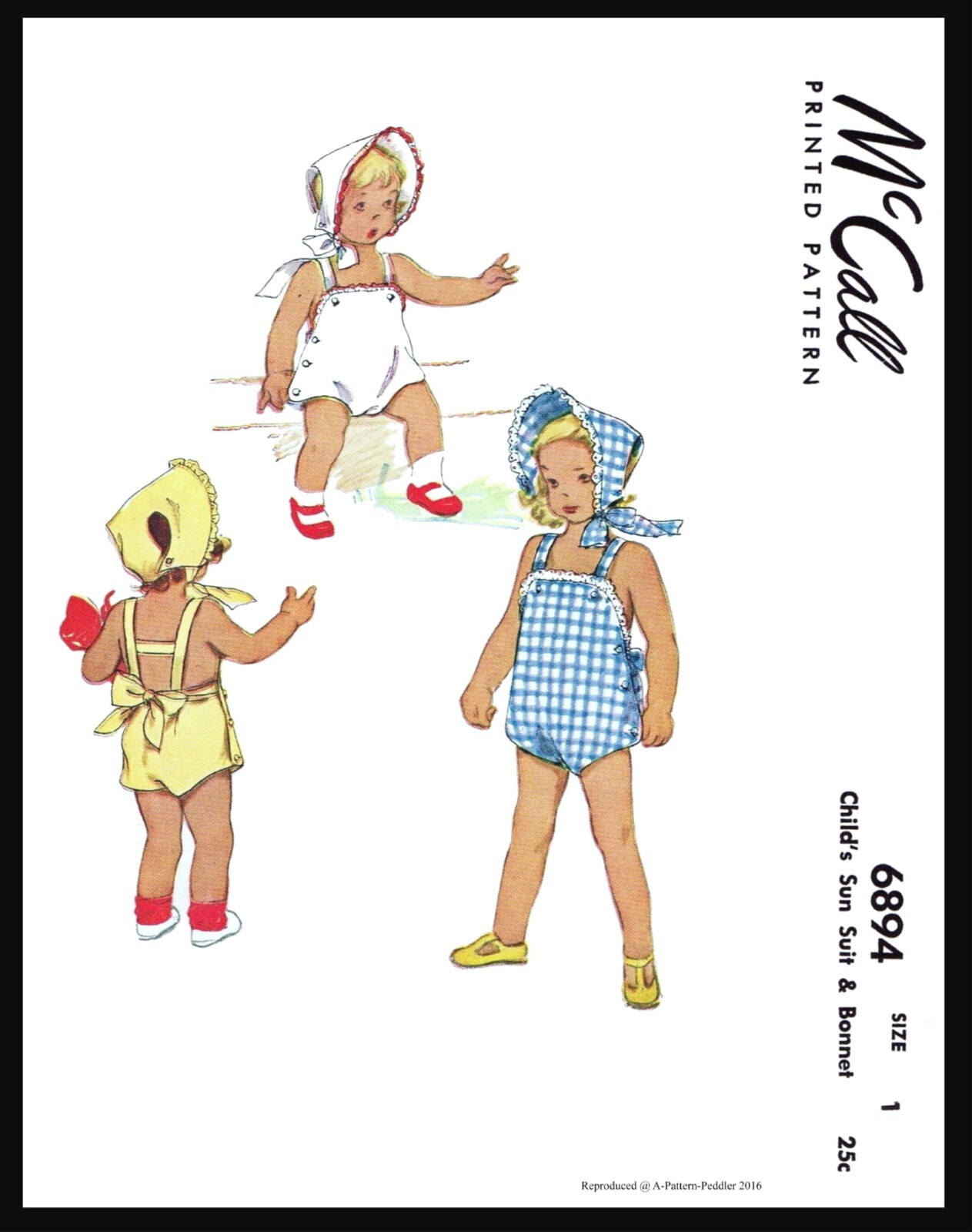 McCall 6894 Pattern UNISEX SUNSUIT Playsuit Bonnet