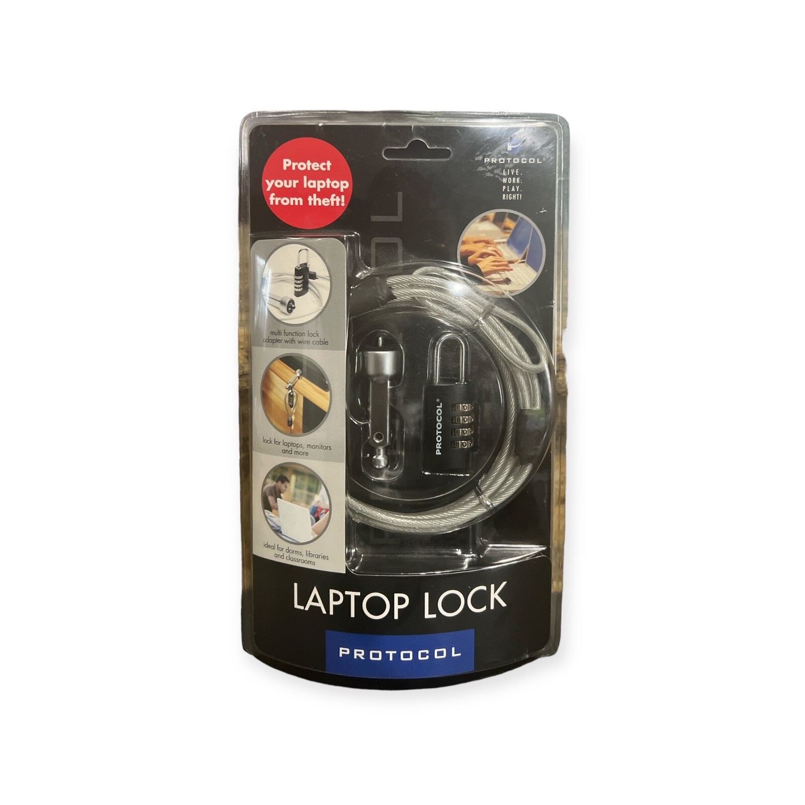 Protocol Secure Laptop Cable Selectable Combination Lock Anti-Theft-NEW