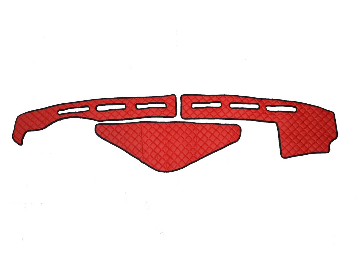 2 Red Dashboard Panel Mat Covers for Renault T truck Eco Leather with sensor