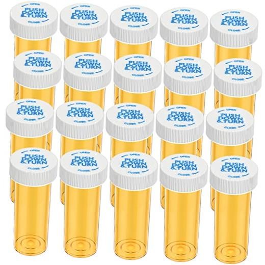Empty Plastic Medicine Pill Bottles with Child Resistant Caps, 6 Dram (20 Pack)