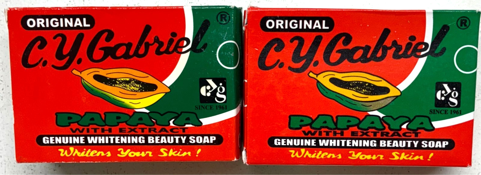 C.Y. Gabriel Papaya with Extract Genuine Whitening Beauty Soap 135g Lot 2 New