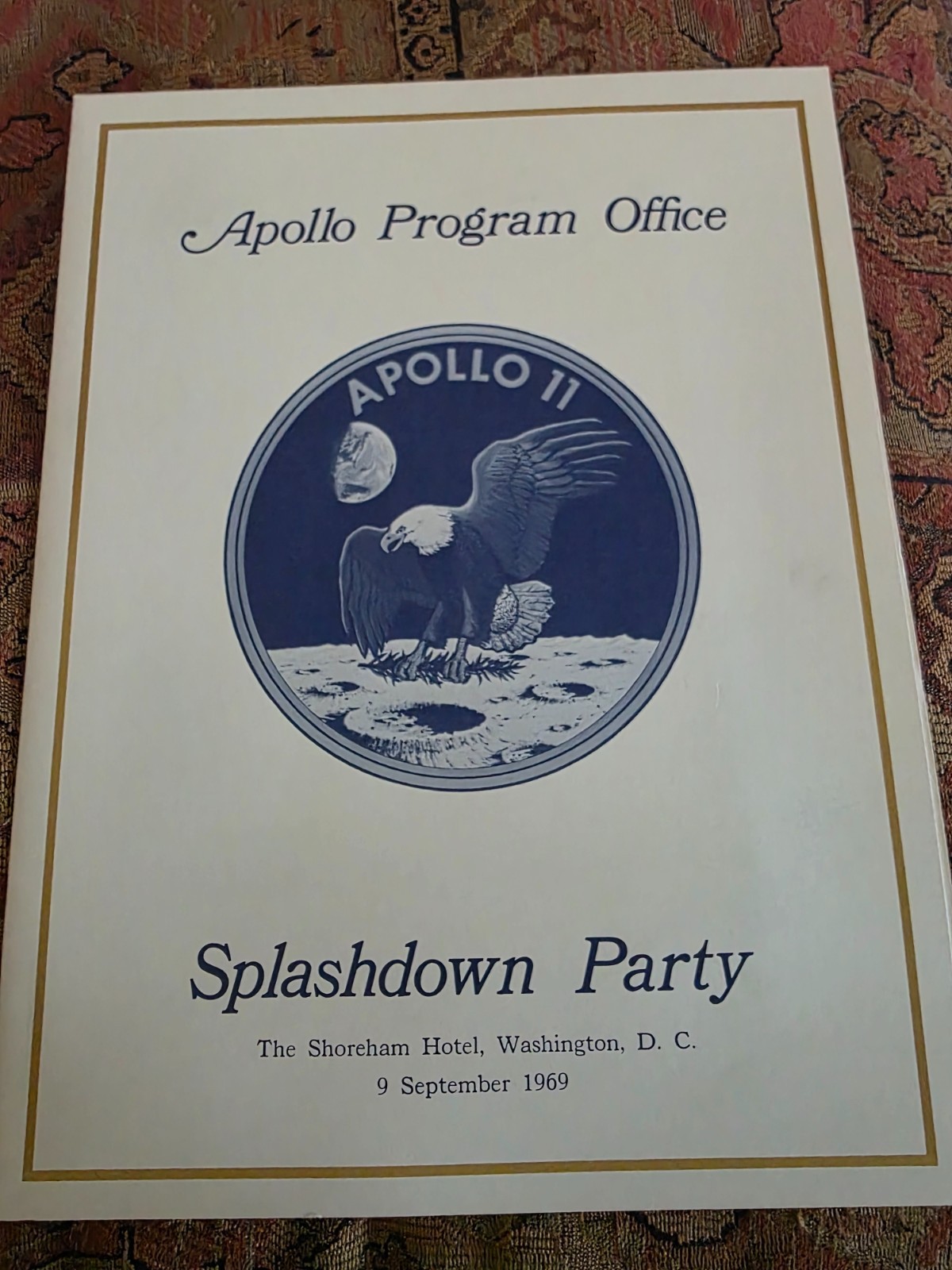 Apollo 11 Splashdown Party Program - Owned by Captain J Holcomb