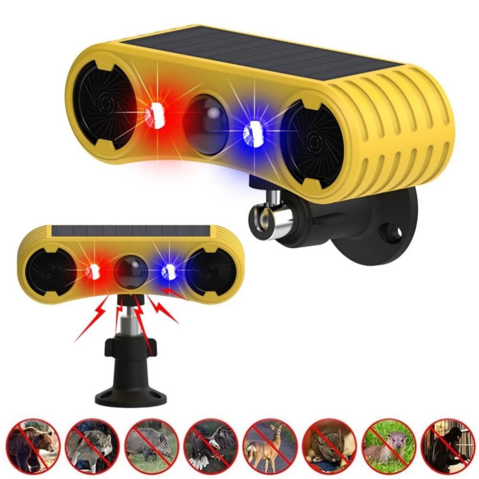 Solar Powered Motion Sensor Alarm 129dB 4 Modes 13 Sounds For Warehouse Security