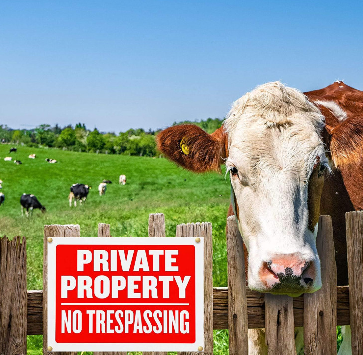 4 Pack Private Property No Trespassing Sign 9x12 Weatherproof Indoor Outdoor Use