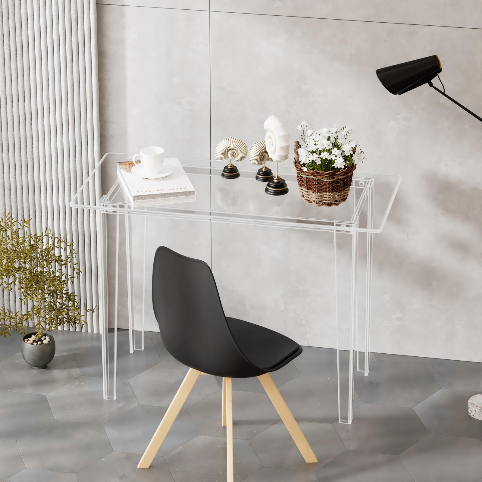 Acrylic Desk, Acrylic Table & Clear Desk - Modern Home Office Study Table, Ex...