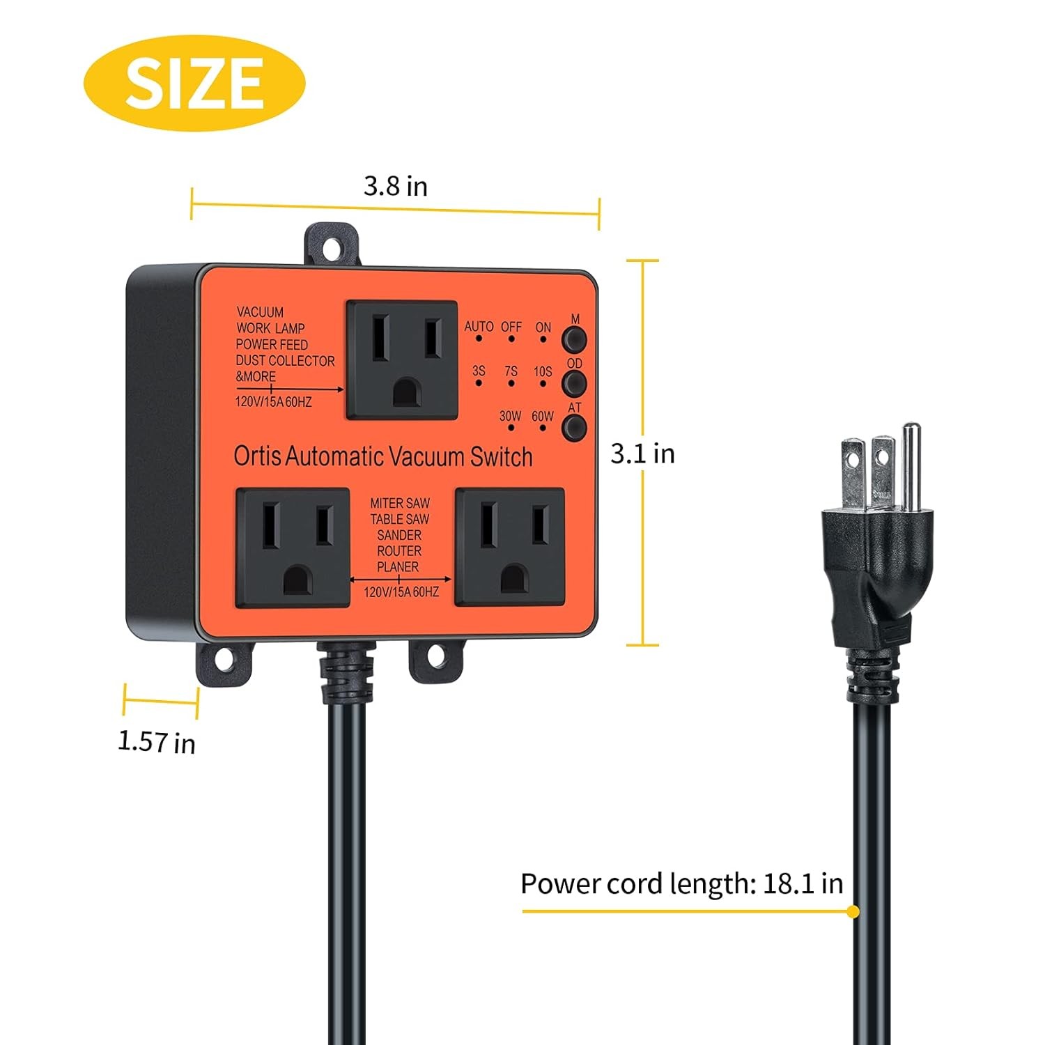 Ortis Dust Control Autoswitch for More Power Tool Adjustable Actuation Threshold