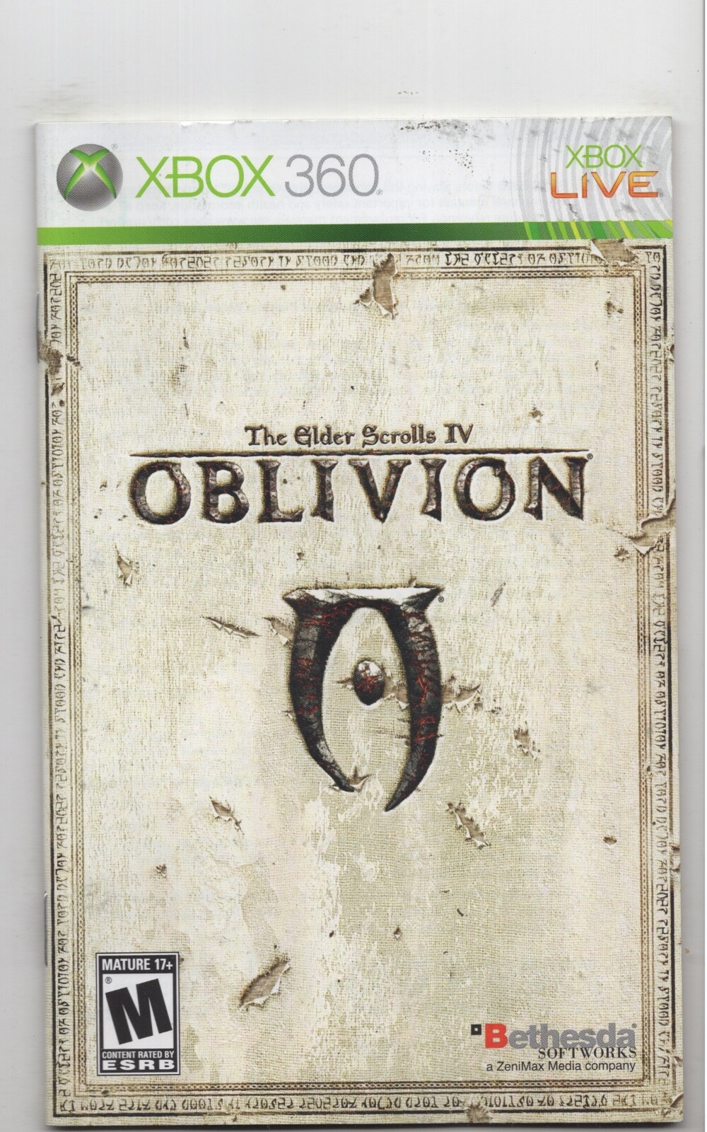 Elder Scrolls IV Oblivion Xbox 360  MANUAL ONLY Authentic NO TRACKING