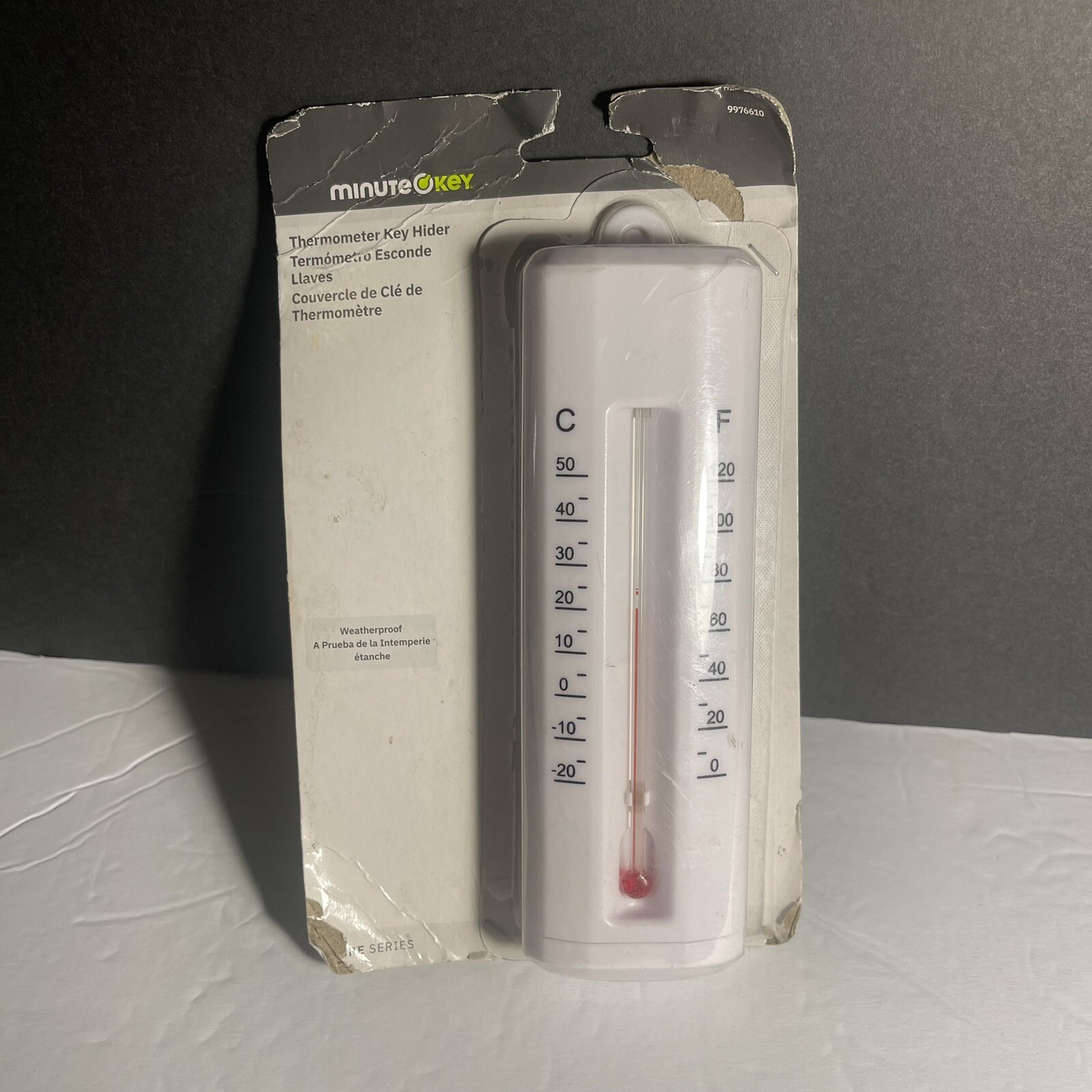 Hillman Minute Key White Thermometer Multiple Key Hider Outdoor Plastic Hide
