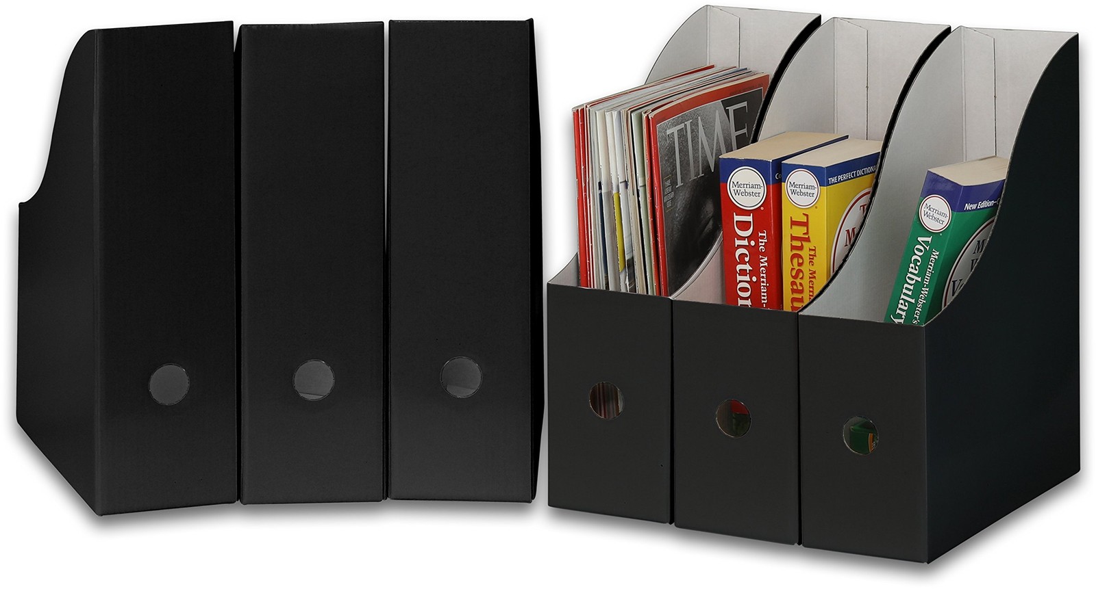 Simple Houseware 6-Pack Magazine File Holder Box, Foldable 6 Pack, Black