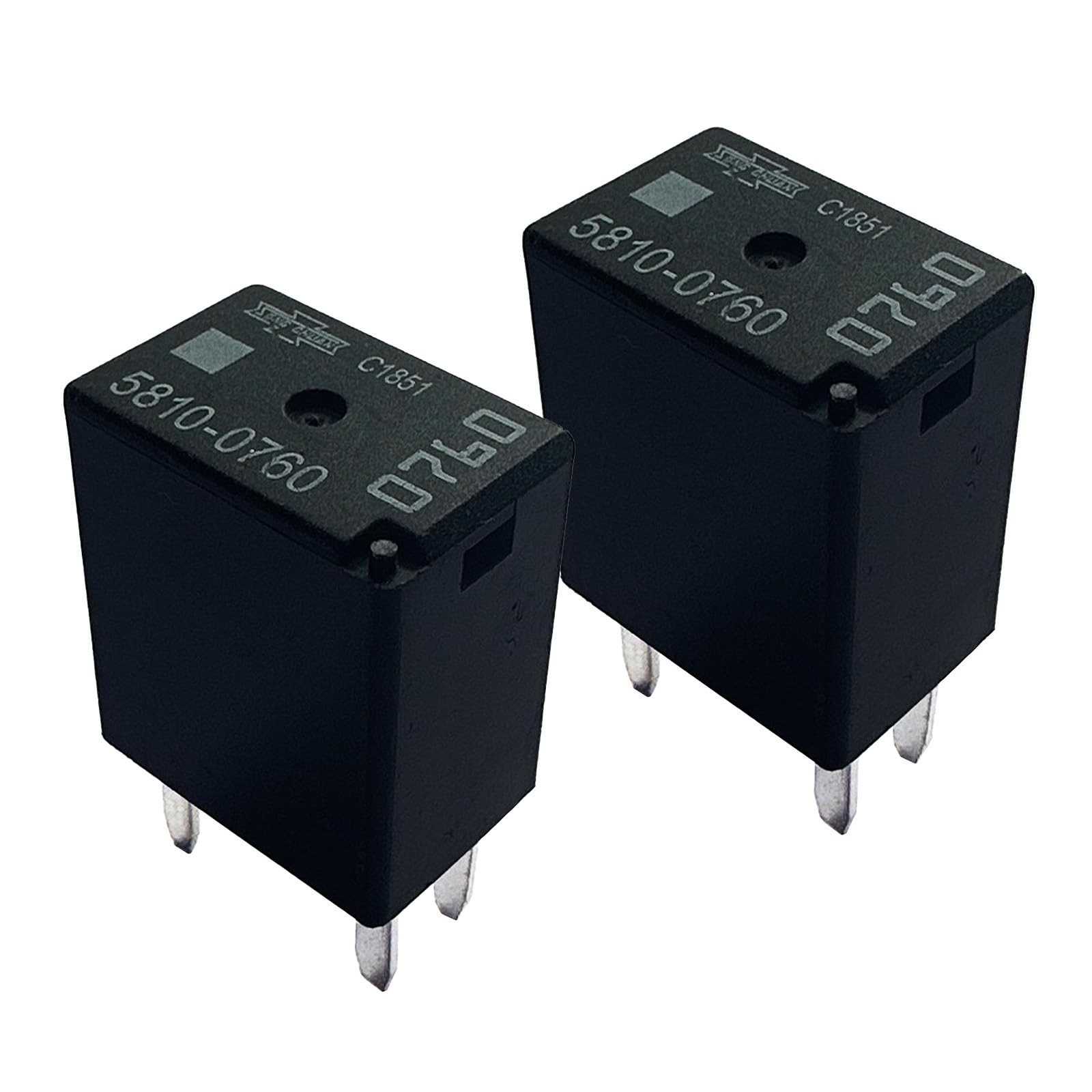 2Pcs 5810-0760 Automotive Relay, 12VDC, 4-Pin, 35A, Easy Install, SPST, Micro
