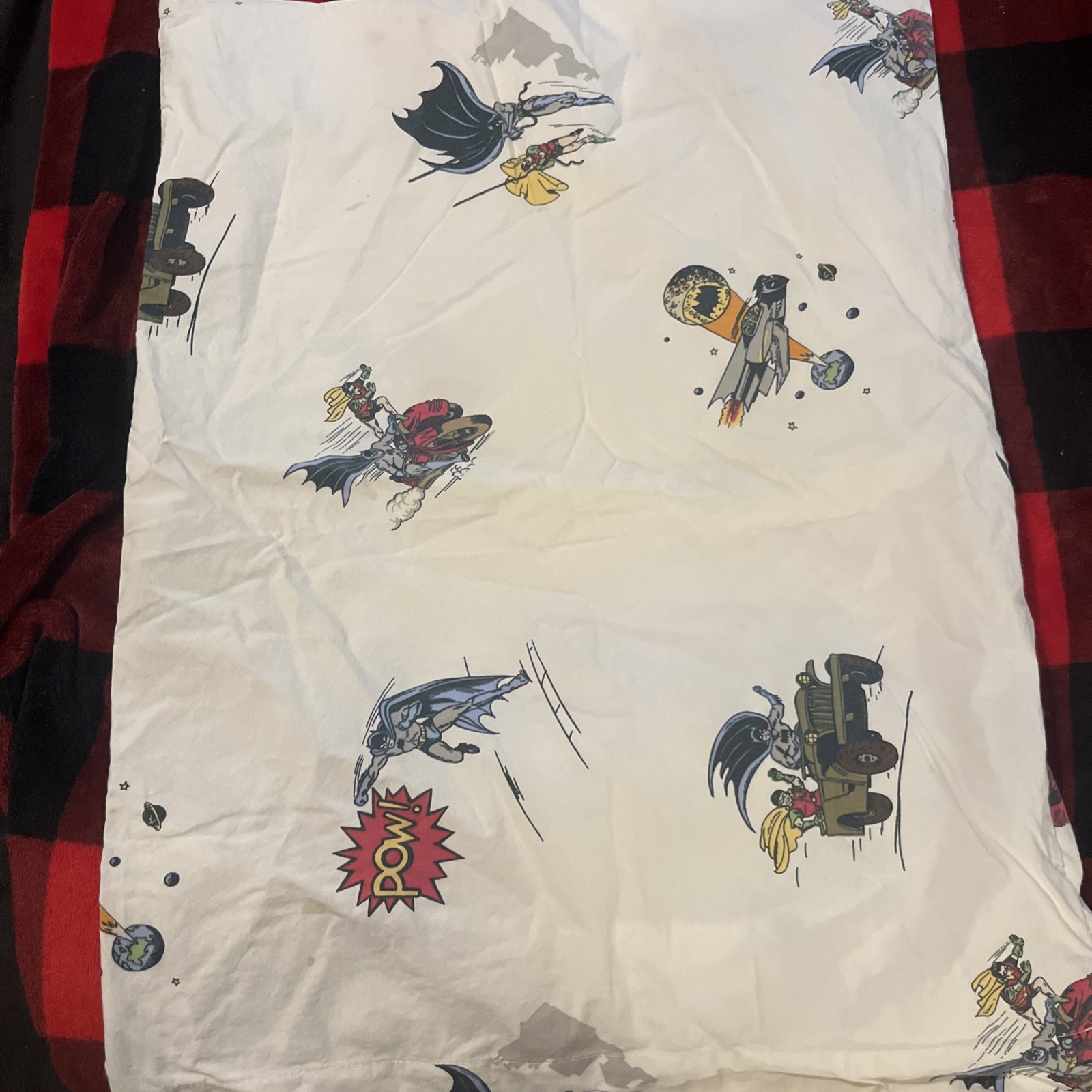 Pottery Barn Kids Batman Std Pillowcase Robin White Red Blue Yellow Green POW!