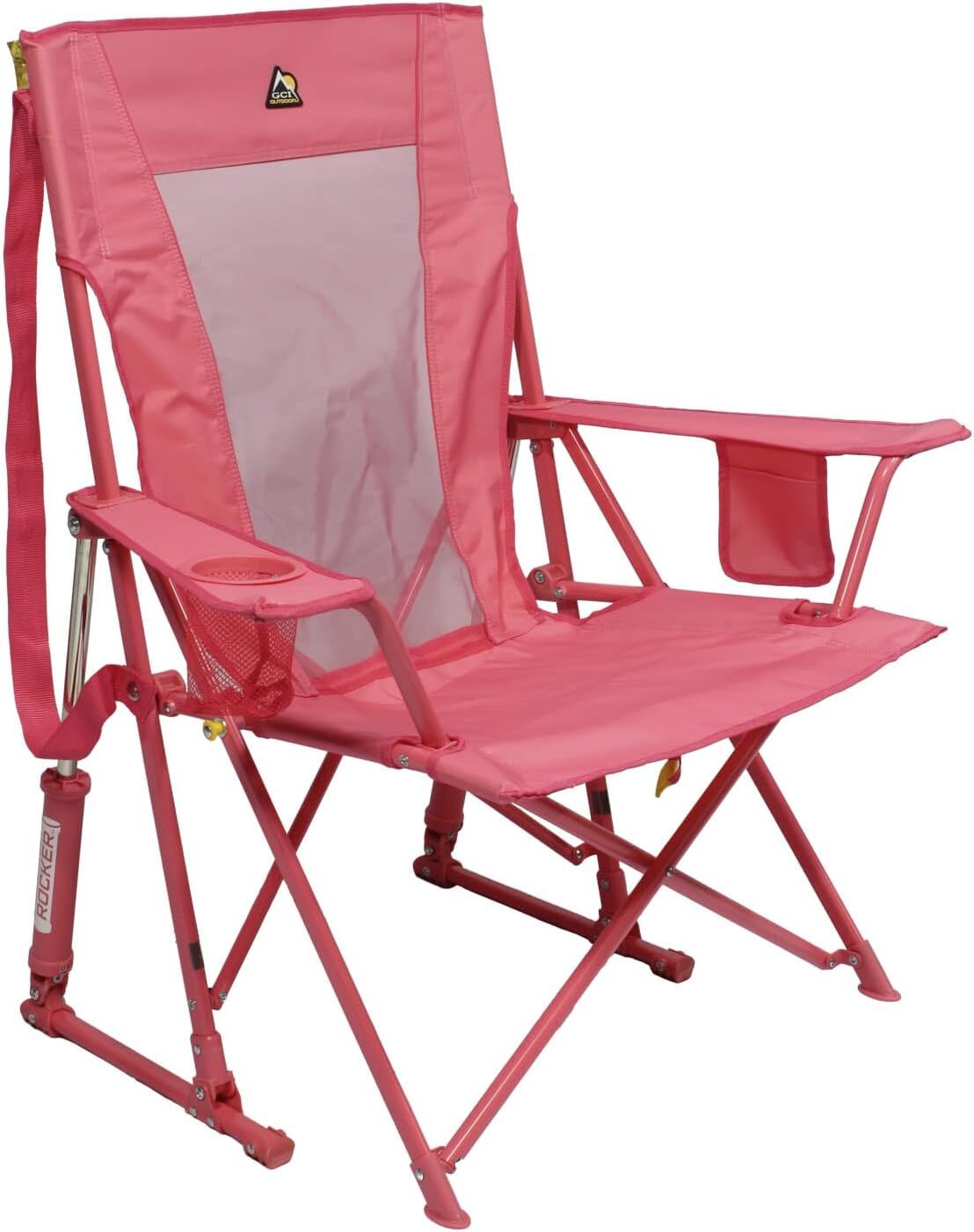 GCI Outdoor Comfort Pro Rocker Camping Chair, Blush Portable Folding Chair