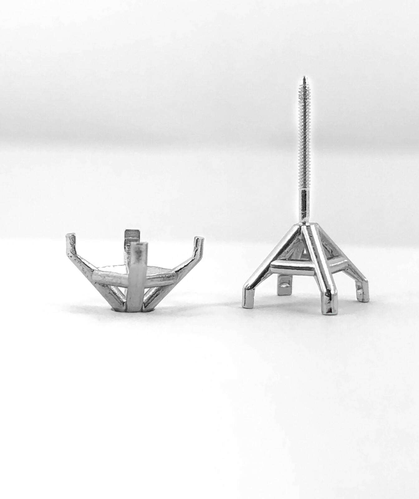 14K White Gold Stud Earring Finding Mounting Setting Princess Martini Screw Back