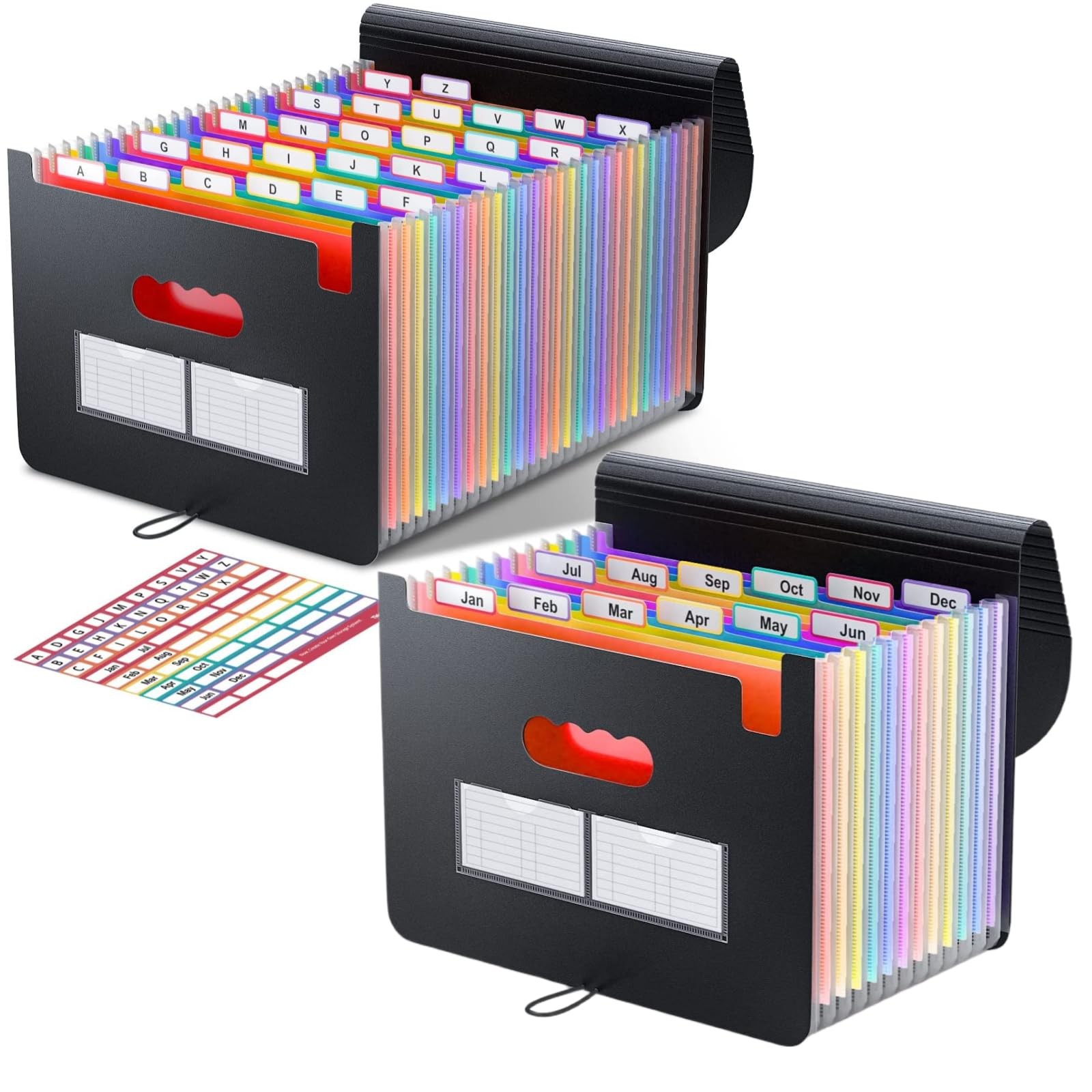 ThinkTex Accordian File Organizer, 12 & 26 Pockets Expanding Multicolor