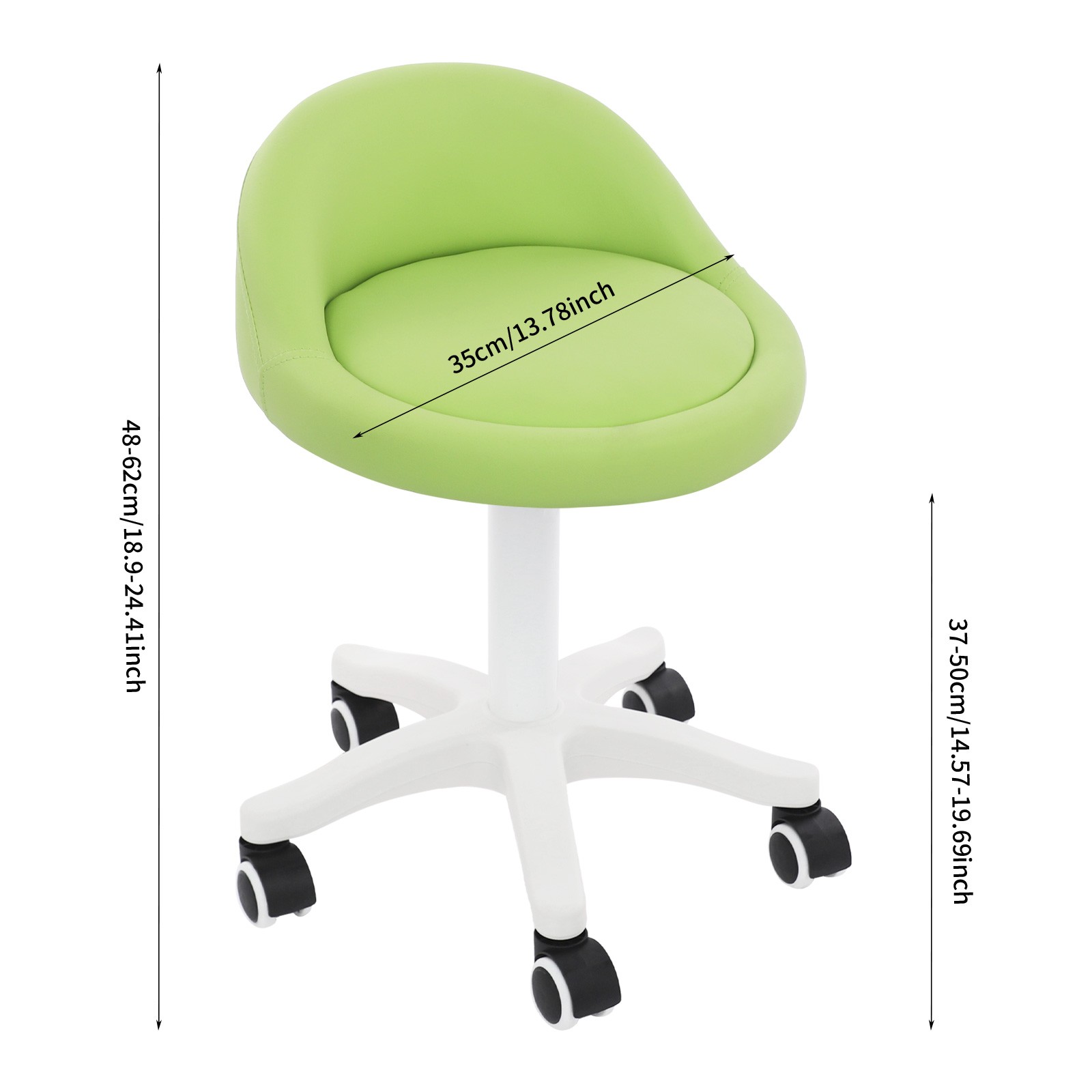 Adjustable Beauty Salon Chair Rolling Stool Rolling Stool with Low Backrest