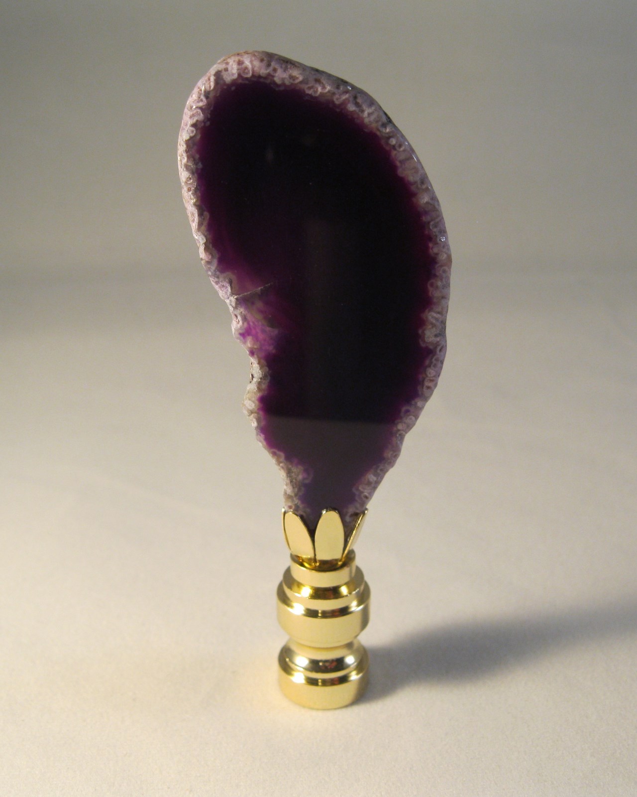 Lamp Finial-Natural PURPLE/AMETHYST AGATE-Brass Base