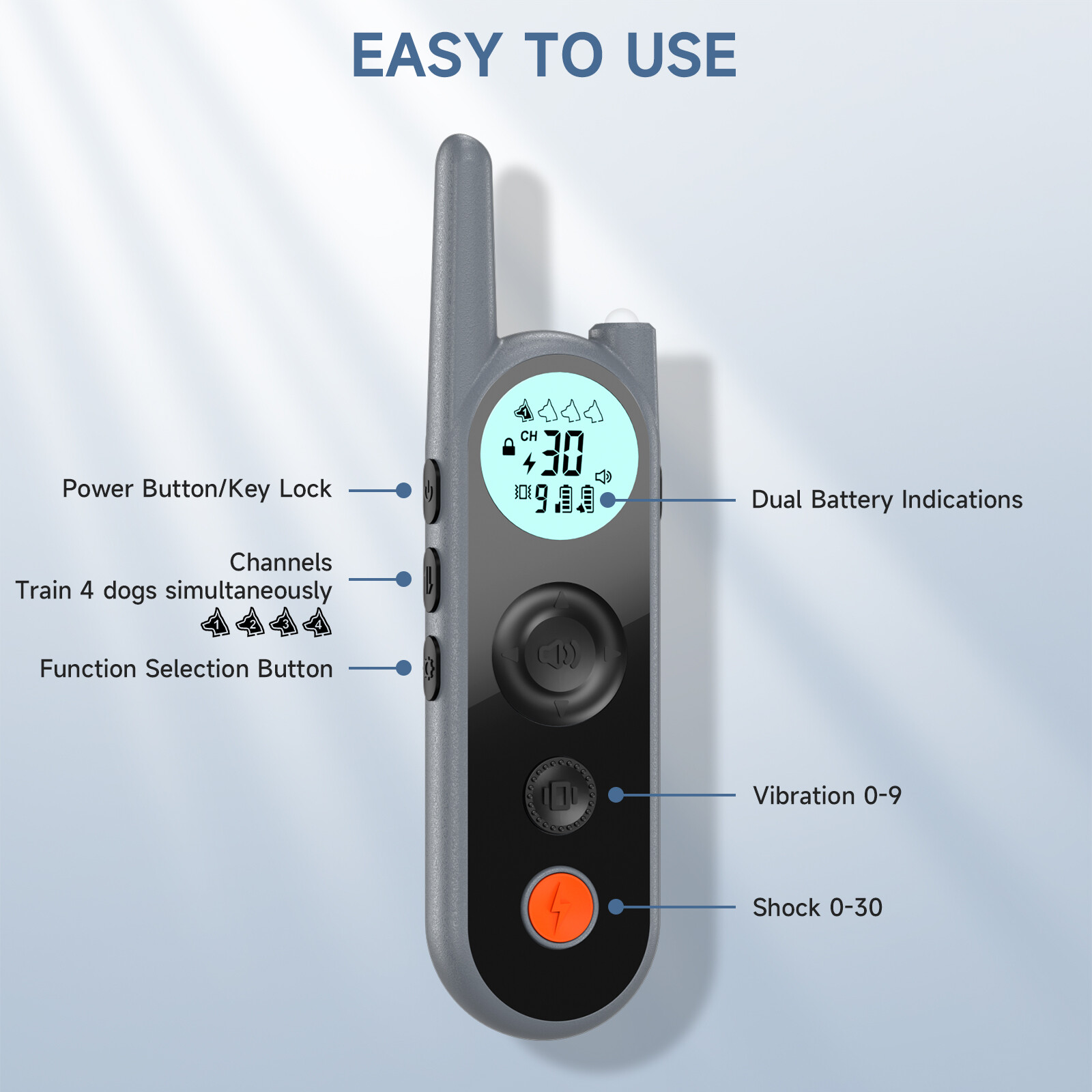 Dog Training Collar 3937 FT Remote Control Rechargeable Waterproof Shock Trainer