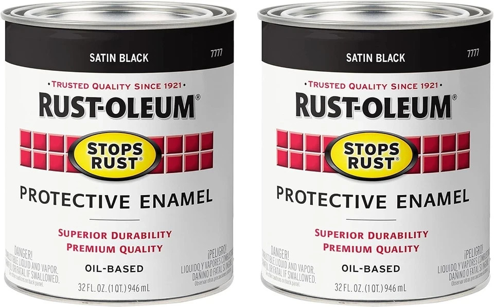 7777502-2PK Stops Rust Brush on Paint, 1 Quarts (Pack of 2), Satin Black