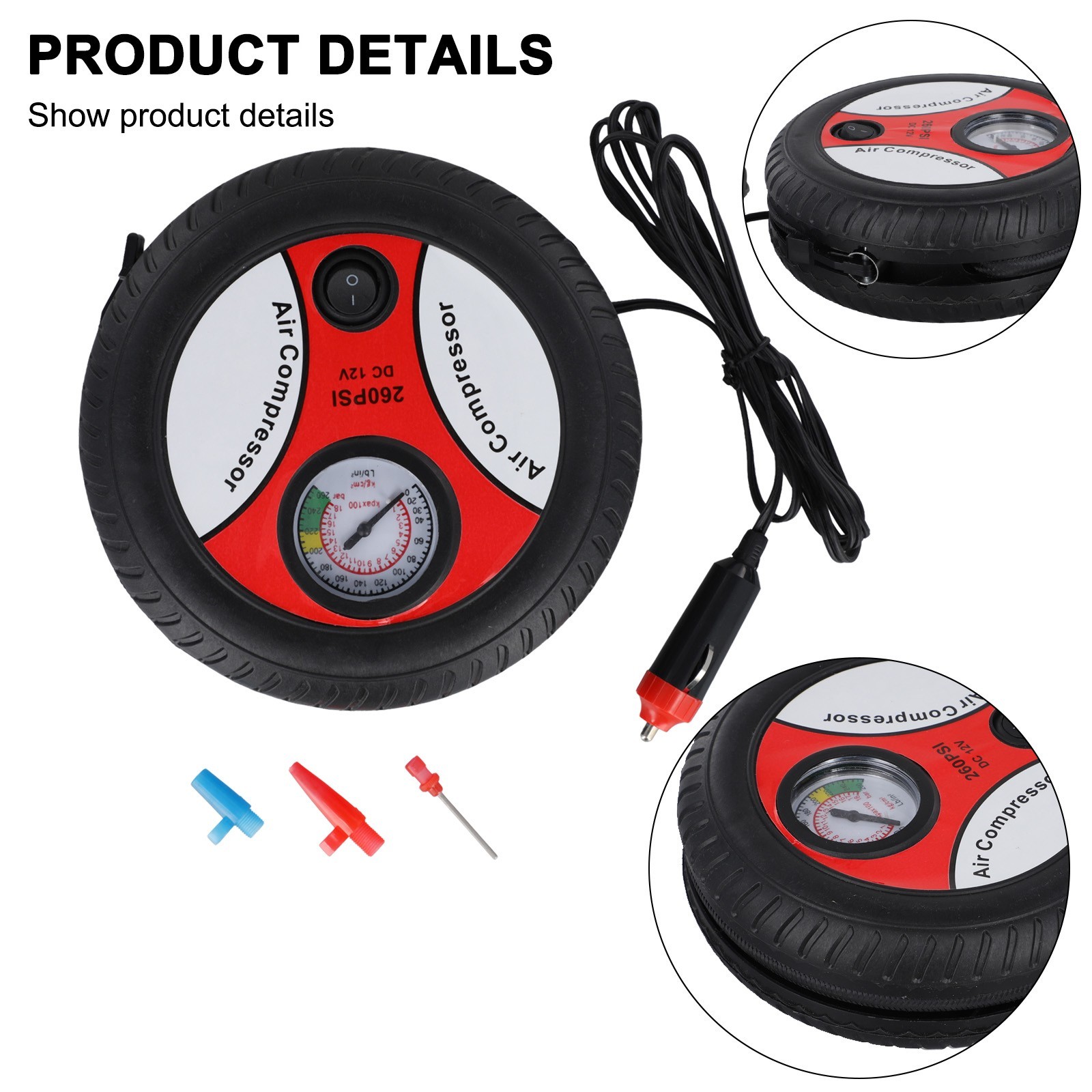 Suitable for Car Tires 12V Portable Air Compressor Wheel Inflator Pump